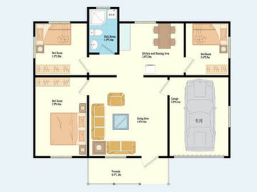 Draagbare Structuur 4/3 Slaapkamer Modulaire Huizen, Mobiele Lichte Staalvilla van het Staalkader
